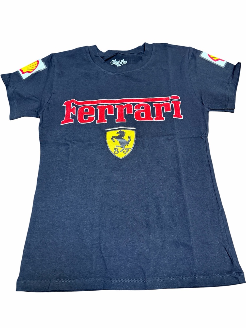 FERRARI Black Red Logo Bold Brand T-Shirt Top Women’s Size XS Like NEW